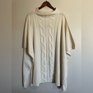 Musetti Italian Cashmere Cream Cable Knit Poncho